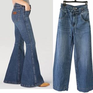 2 jeans Wrangler Flare Cheyanne wide leg Sz 29 western cowgirl 6/8